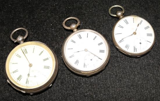 3 silver pocket watches